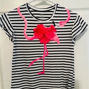 Wonder Nation Striped Short Sleeve Tee with Pink Flamingo/Floral Accent